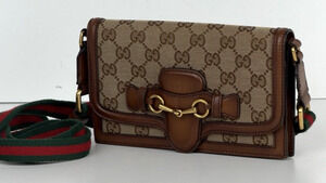 Gucci Lady Web GG Canvas Convertible Wallet Bag in GG Canvas with Leather S15